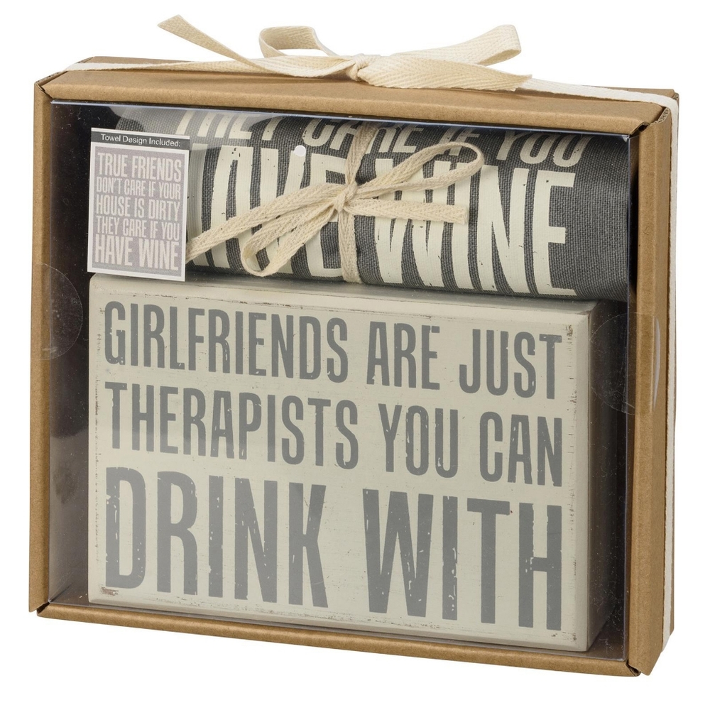 Towel Sign Boxed Gift Set Shelf Cotton Kitchen Dish Hand Girlfriend Gift NIB